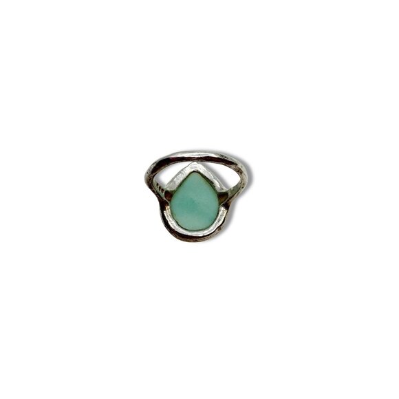 Milky Aquamarine Sterling Silver Teardrop Ring Size 8 Gemstone Jewelry - Picture 10 of 12
